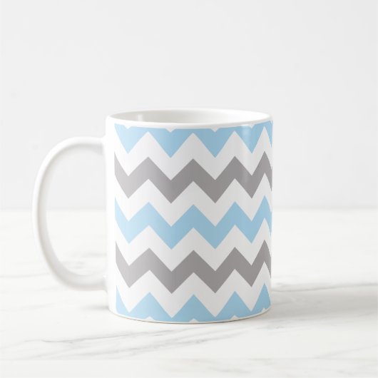 Zigzag Pattern, Chevron Pattern, Blue, Gray Kaffeetasse (Links)