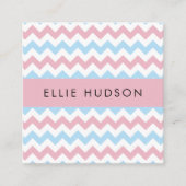 Zigzag Pattern, Chevron Pattern, Blue, Pink Quadratische Visitenkarte (Vorderseite)