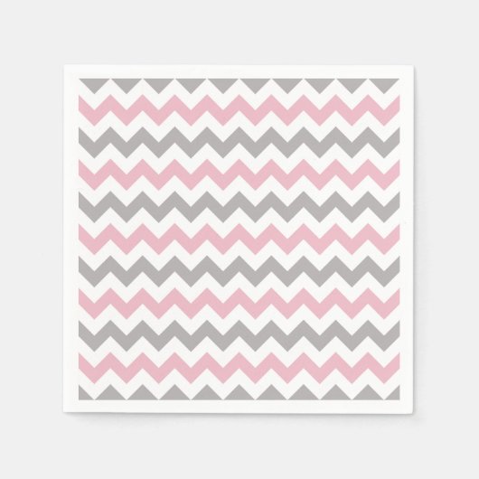 Zigzag Pattern, Chevron Pattern, Pink, Gray Serviette (Vorderseite)