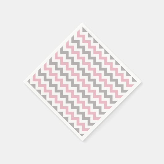 Zigzag Pattern, Chevron Pattern, Pink, Gray Serviette (Ecke)