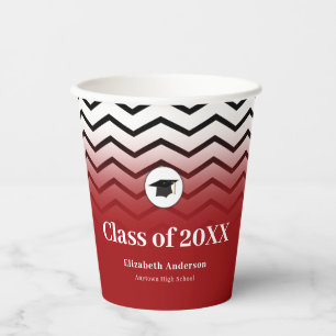 Zigzag Pattern Red Abschluss Pappbecher