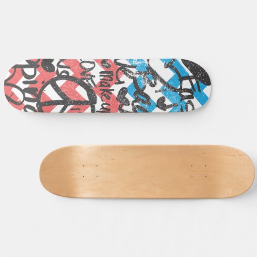 ZigZag Pink-Aqua Skateboard (Horizontal)