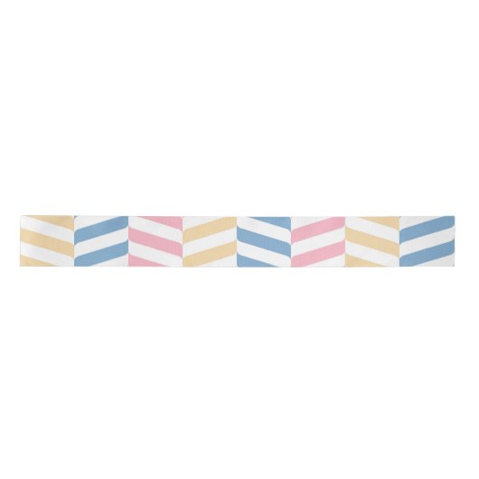 Zigzag pinkblau gelb pastellgelb minmal retro mode satinband (Vorderseite)
