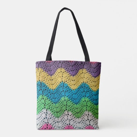 Zigzag Rainbow Crochet Design Tasche (Rückseite)