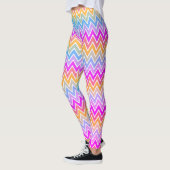 Zigzag Regenbogen Muster rosa, blau-gelb-orange Leggings (Links)