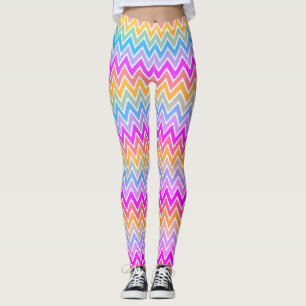Zigzag Regenbogen Muster rosa, blau-gelb-orange Leggings