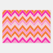 Zigzag, rosa und orange Zickzack Geschenkpapier Set (Vorderseite)