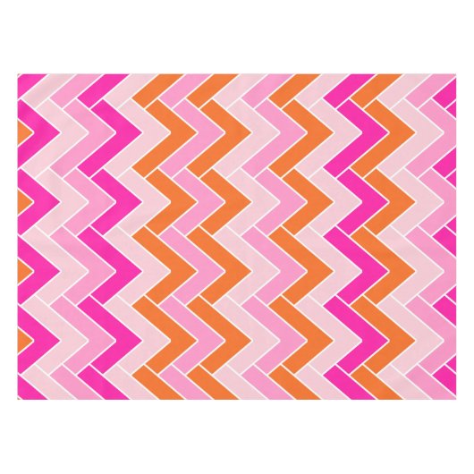 Zigzag, rosa und orange Zickzack Tischdecke (Vorderseite (Horizontal))