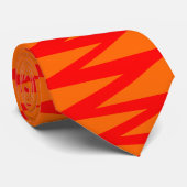 Zigzag - Rot auf Orange FF6600 Krawatte (Gerollt)