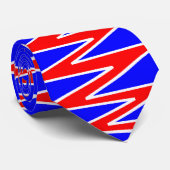 Zigzag - Rot und Weiß auf Blue 0000FF Krawatte (Gerollt)