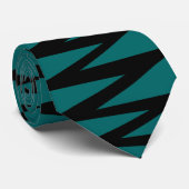 Zigzag - Schwarz auf Aquamarin 006666 Krawatte (Gerollt)