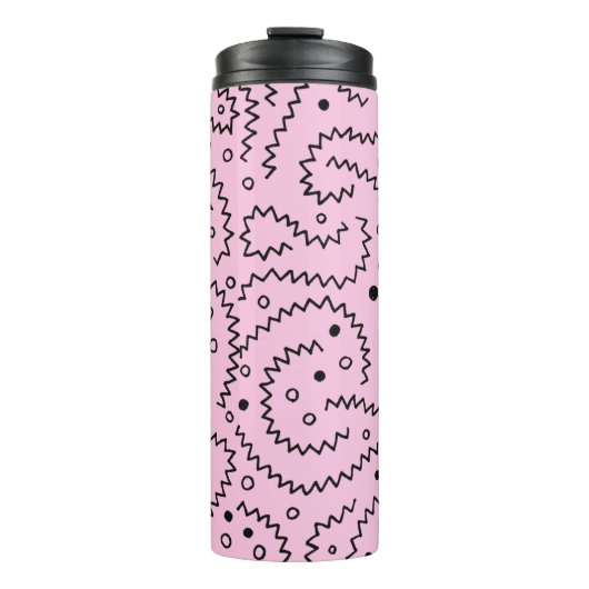 Zigzag Schwarze Linien und rosa Muster Thermosbecher (Vorderseite)