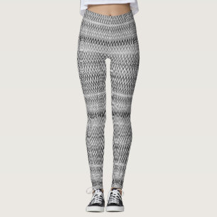 Zigzag Schwarzweiß-Muster Leggings
