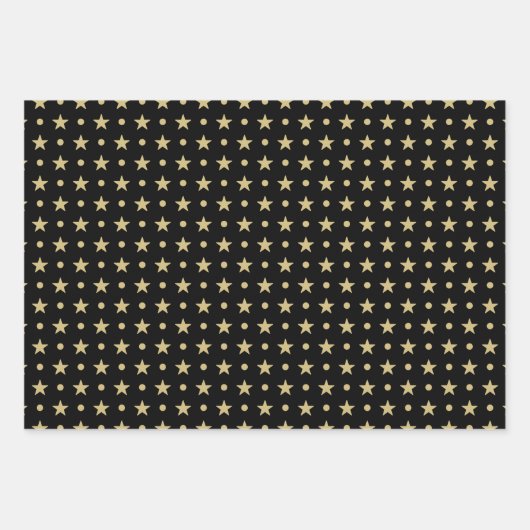 ZigZag Stars Muster für schwarze und goldene Fleck Geschenkpapier Set (Vorderseite 3)