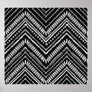 Zigzag Streifen: Ethnisch gezogene Handgezogene Poster