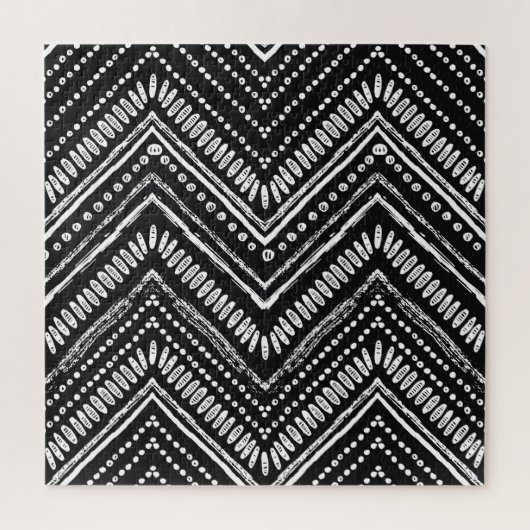 Zigzag Streifen: Ethnisch gezogene Handgezogene Puzzle (Vertikal)