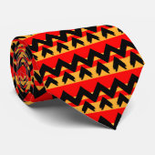 Zigzag Stripe Red Black Gold Muster Krawatte (Gerollt)
