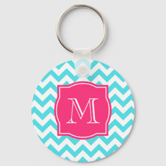 Zigzag Türkis und rosa Monogramm Schlüsselanhänger