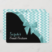 Zigzag und Aqua Bow 16 . Geburtstag Geburtstag Einladung (Vorne/Hinten)
