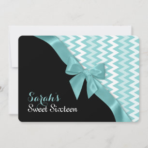 Zigzag und Aqua Bow 16 . Geburtstag Geburtstag Einladung