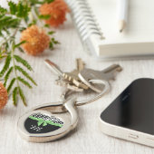 Zigzag und grüner Bow mit Monogram Schlüsselanhänger (Seite)