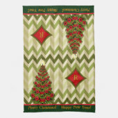 Zigzag Weihnachtsbaum - Mit Monogramm Küchentuch (Vertikal)