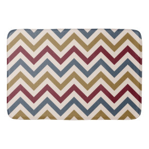 Zigzag Wiederholung Ptn Gold Red & Blue auf Cream Badematte