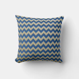 Zigzag Zickzack Blue Gold Muster Kissen
