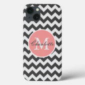 ZigZag Zickzack Chic Mit Monogramm Pink Gray Muste Case-Mate iPhone Hülle (Rückseite)