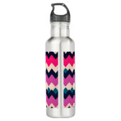 Zigzag Zickzack farbiges Muster Edelstahlflasche (Rückseite)