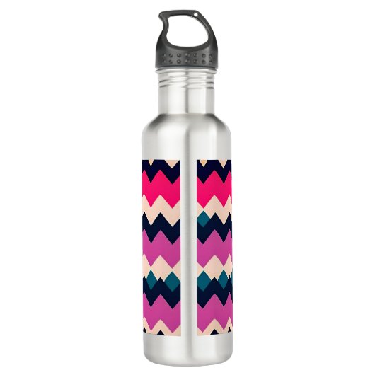 Zigzag Zickzack farbiges Muster Edelstahlflasche (Rückseite)