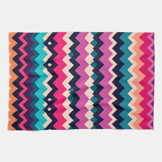Zigzag Zickzack farbiges Muster Geschirrtuch (Horizontal)