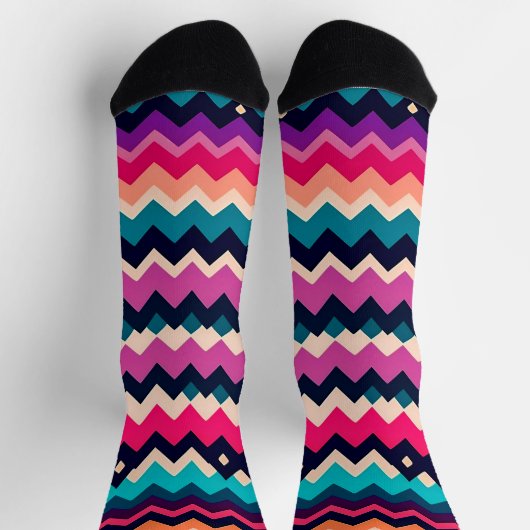 Zigzag Zickzack farbiges Muster Socken (Oben)