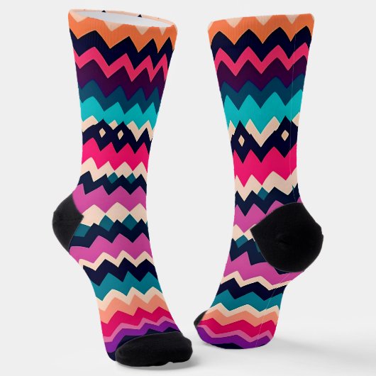 Zigzag Zickzack farbiges Muster Socken (Gewinkelt)