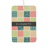 Zigzag, Zickzack, Gingham, Polka Dots, Ihr Name Autolufterfrischer (Vorderseite)