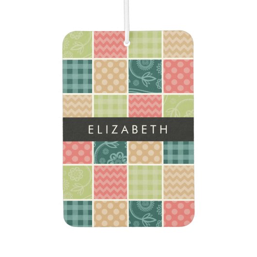 Zigzag, Zickzack, Gingham, Polka Dots, Ihr Name Autolufterfrischer (Vorderseite)