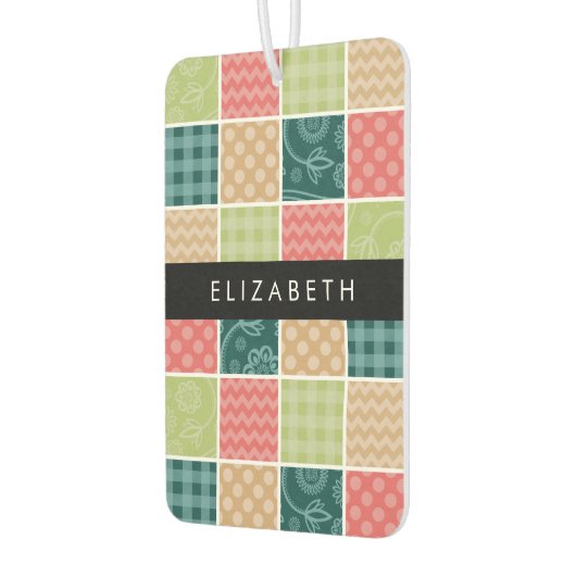 Zigzag, Zickzack, Gingham, Polka Dots, Ihr Name Autolufterfrischer (Links)