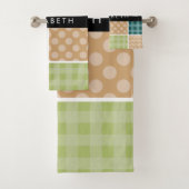 Zigzag, Zickzack, Gingham, Polka Dots, Ihr Name Badhandtuch Set (Insitu)