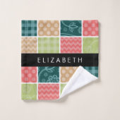 Zigzag, Zickzack, Gingham, Polka Dots, Ihr Name Badhandtuch Set (Waschlappen)