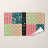 Zigzag, Zickzack, Gingham, Polka Dots, Ihr Name Badhandtuch Set (Handtuch)
