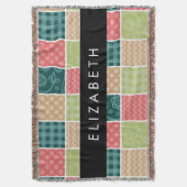 Zigzag, Zickzack, Gingham, Polka Dots, Ihr Name Decke (Vorderseite Vertikal)