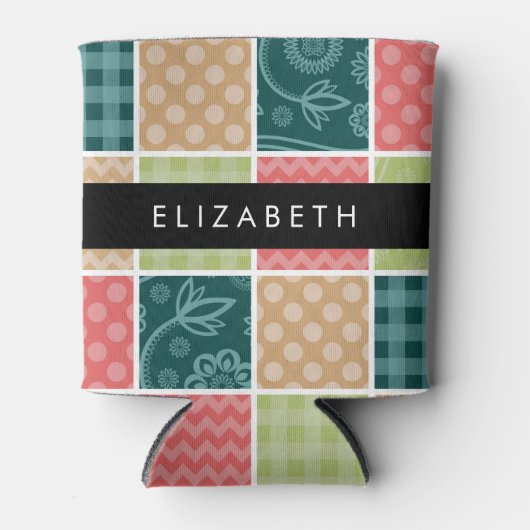 Zigzag, Zickzack, Gingham, Polka Dots, Ihr Name Dosenkühler (Vorderseite)