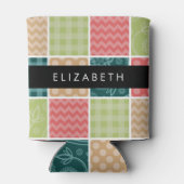 Zigzag, Zickzack, Gingham, Polka Dots, Ihr Name Dosenkühler (Rückseite)