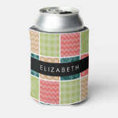 Zigzag, Zickzack, Gingham, Polka Dots, Ihr Name Dosenkühler (Kanne Rückseite)