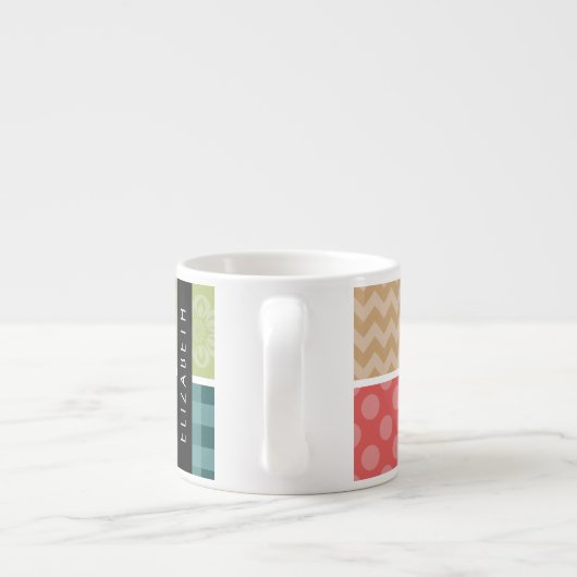 Zigzag, Zickzack, Gingham, Polka Dots, Ihr Name Espressotasse (Rückseite)