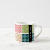 Zigzag, Zickzack, Gingham, Polka Dots, Ihr Name Espressotasse (Rechts)