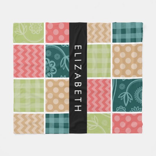 Zigzag, Zickzack, Gingham, Polka Dots, Ihr Name Fleecedecke (Vorderseite (Horizontal))