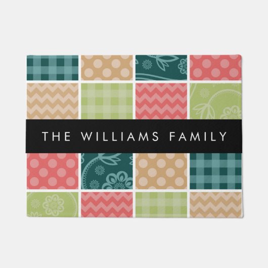 Zigzag, Zickzack, Gingham, Polka Dots, Ihr Name Fußmatte (Vorderseite)