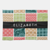 Zigzag, Zickzack, Gingham, Polka Dots, Ihr Name Geschirrtuch (Horizontal)