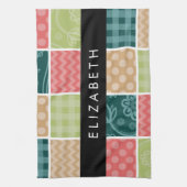 Zigzag, Zickzack, Gingham, Polka Dots, Ihr Name Geschirrtuch (Vertikal)